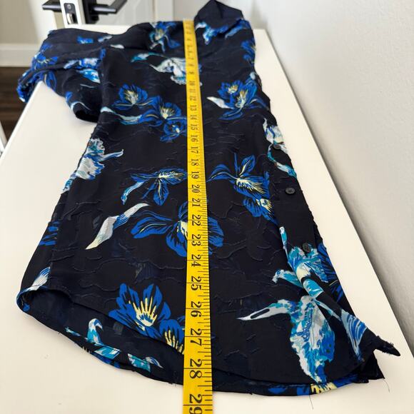 Banana Republic Women's Button Top Medium Floral Sheer Dark Romantic Whimsigoth - Picture 11 of 12